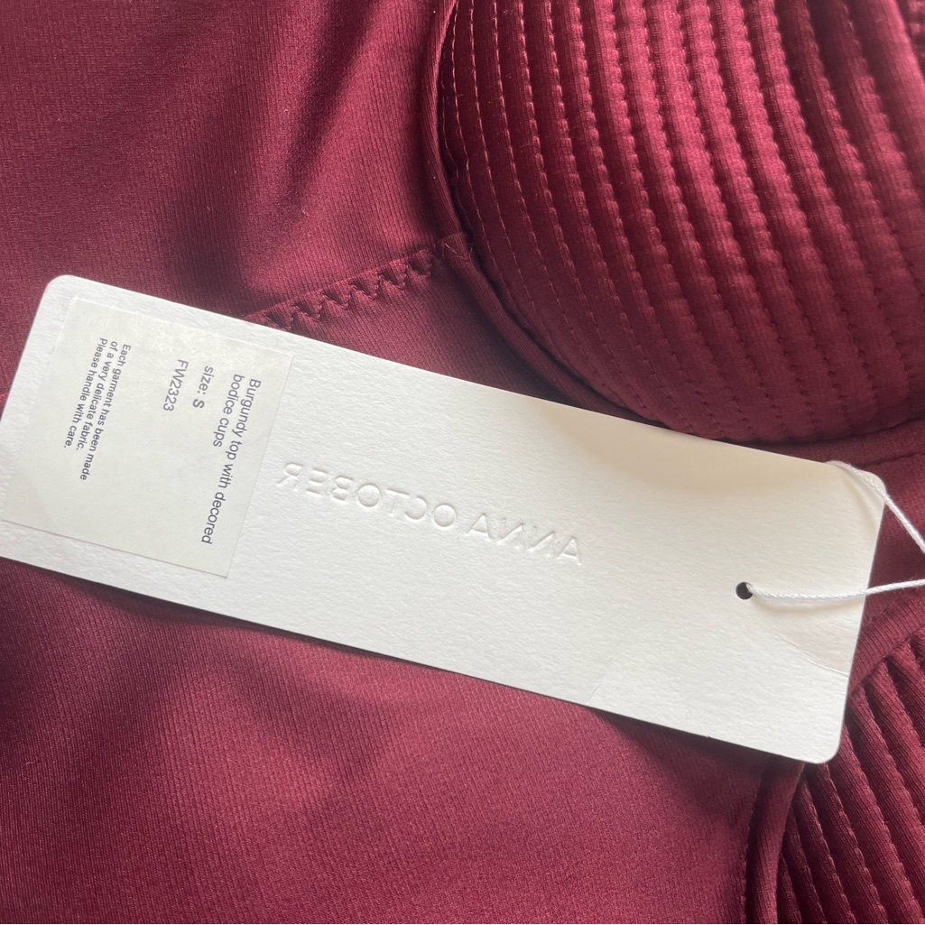 Nwt Anna October Chris Strapless Top With Decored Bodice Cups Burgundy Size S — image 6 of 6